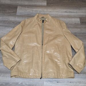 Vintage Hugo Boss 100% Lammleder Lamb Made In Turkey Size 44R Tan Moto Jacket Y2